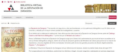 La biblioteca virtual de la Diputación de Zaragoza ofrece ya más de 180.000 páginas digitalizadas de 1.563 libros y documentos antiguos