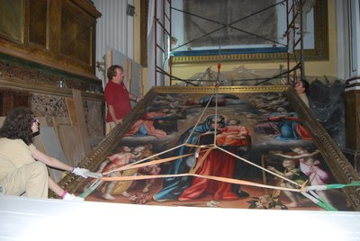 La Diputación de Zaragoza restaura el cuadro de Santa María la Mayor de la iglesia parroquial de Épila