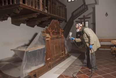 La Diputación Provincial de Zaragoza restaura el retablo renacentista de la Virgen del Rosario de Miedes