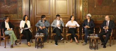 Miguel Ángel Lamata, Eduardo Noriega y Michelle Jenner presentan ‘Nuestros amantes’ en la Diputación de Zaragoza
